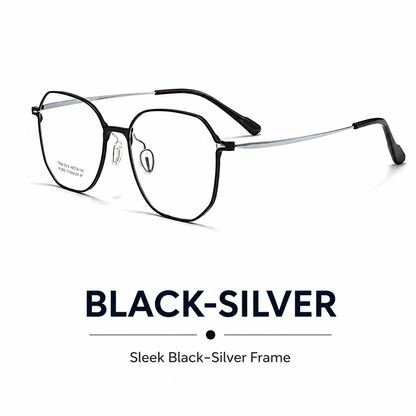 99812ZM Lightweight Titanium Geometric Eyeglasses – Unisex Retro Optical Frame