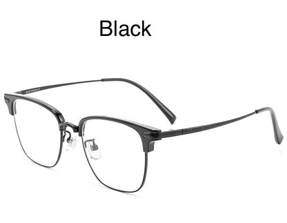 122616Y Lightweight Half Titanium Rectangle Eyeglasses – Unisex