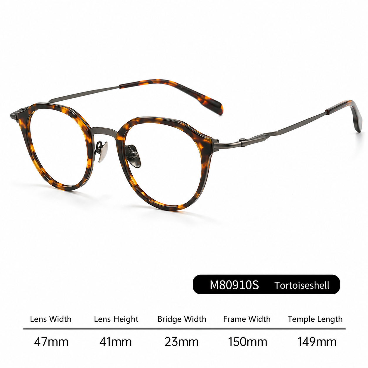 M80910S Lightweight Round Eyeglasses – TR & Titanium Combination Frame