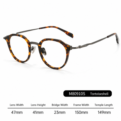 M80910S Lightweight Round Eyeglasses – TR & Titanium Combination Frame
