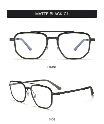 8871 Square Pure Titanium Magnetic Clip-On Prescription Eyeglasses