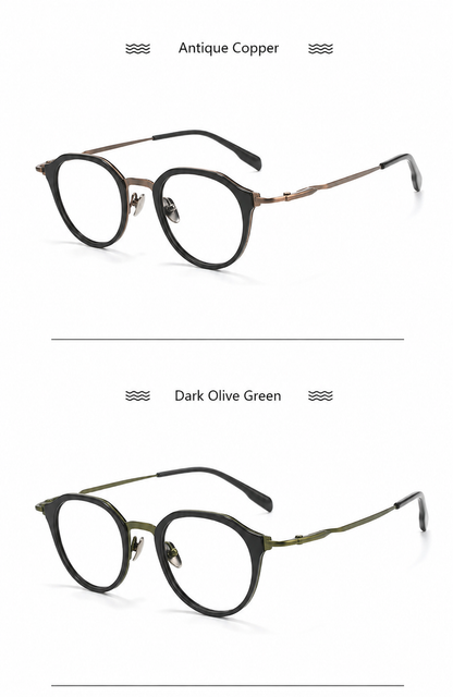 M80910S Lightweight Round Eyeglasses – TR & Titanium Combination Frame