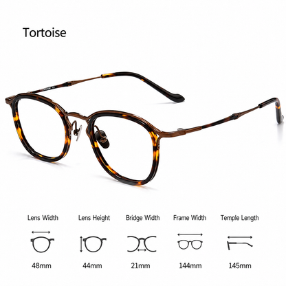 M3118 Lightweight Acetate & Titanium Round Eyeglasses