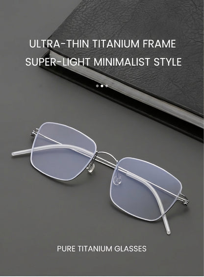 HYD0175Y Pure Titanium Screwless Eyeglasses – Lightweight Geometric Optical Frame
