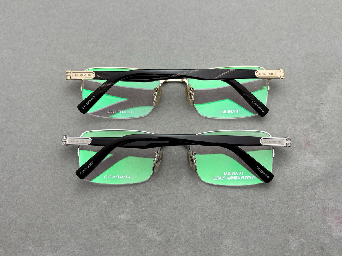 55mm-Unisex Lightweight Titanium Alloy Semi-Rimless Rectangle Optical Glasses