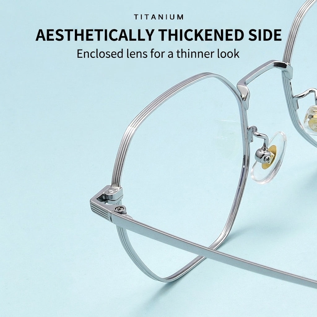 T3903 Lightweight Geometric β-Titanium Eyeglasses – 50mm