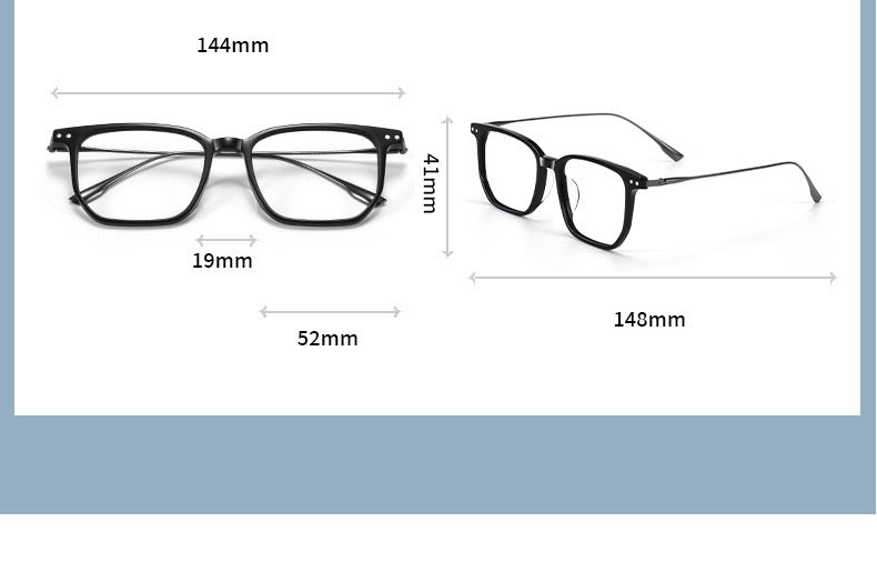 GG-F571 Lightweight Square Acetate & Titanium Eyeglasses – 52mm Unisex Optical Frame