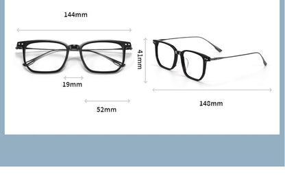 GG-F571 Lightweight Square Acetate & Titanium Eyeglasses – 52mm Unisex Optical Frame