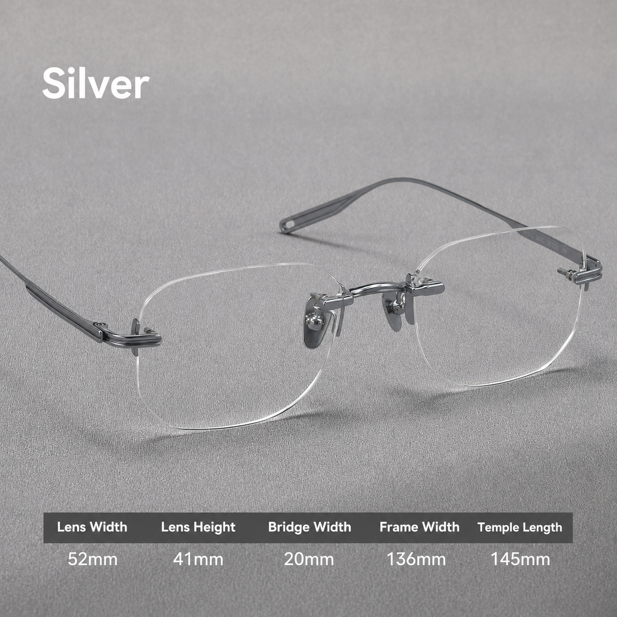 H603H Rimless Rectangle Pure Titanium Eyeglasses – Lightweight Frameless Optical Frame