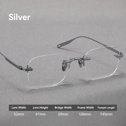H603H Rimless Rectangle Pure Titanium Eyeglasses – Lightweight Frameless Optical Frame