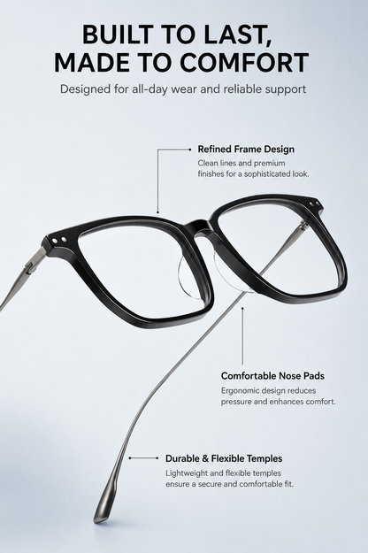 GG-F571 Lightweight Square Acetate & Titanium Eyeglasses – 52mm Unisex Optical Frame