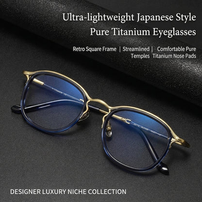 M3118 Lightweight Acetate & Titanium Round Eyeglasses