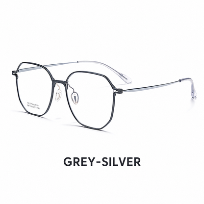 99812ZM Lightweight Titanium Geometric Eyeglasses – Unisex Retro Optical Frame