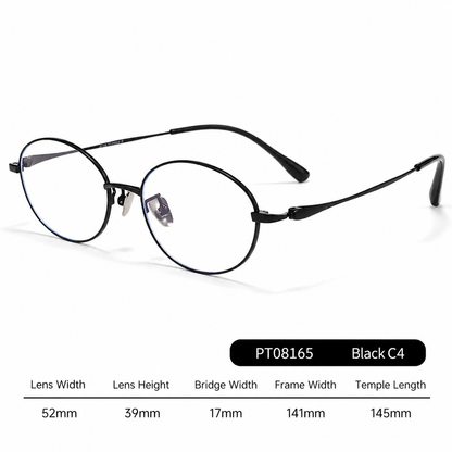 PT08165 Lightweight Titanium Oval Eyeglasses – Unisex 52mm Metal Frame