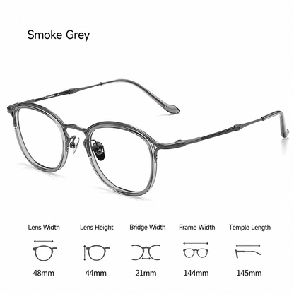 M3118 Lightweight Acetate & Titanium Round Eyeglasses