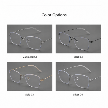 HYD0175Y Pure Titanium Screwless Eyeglasses – Lightweight Geometric Optical Frame