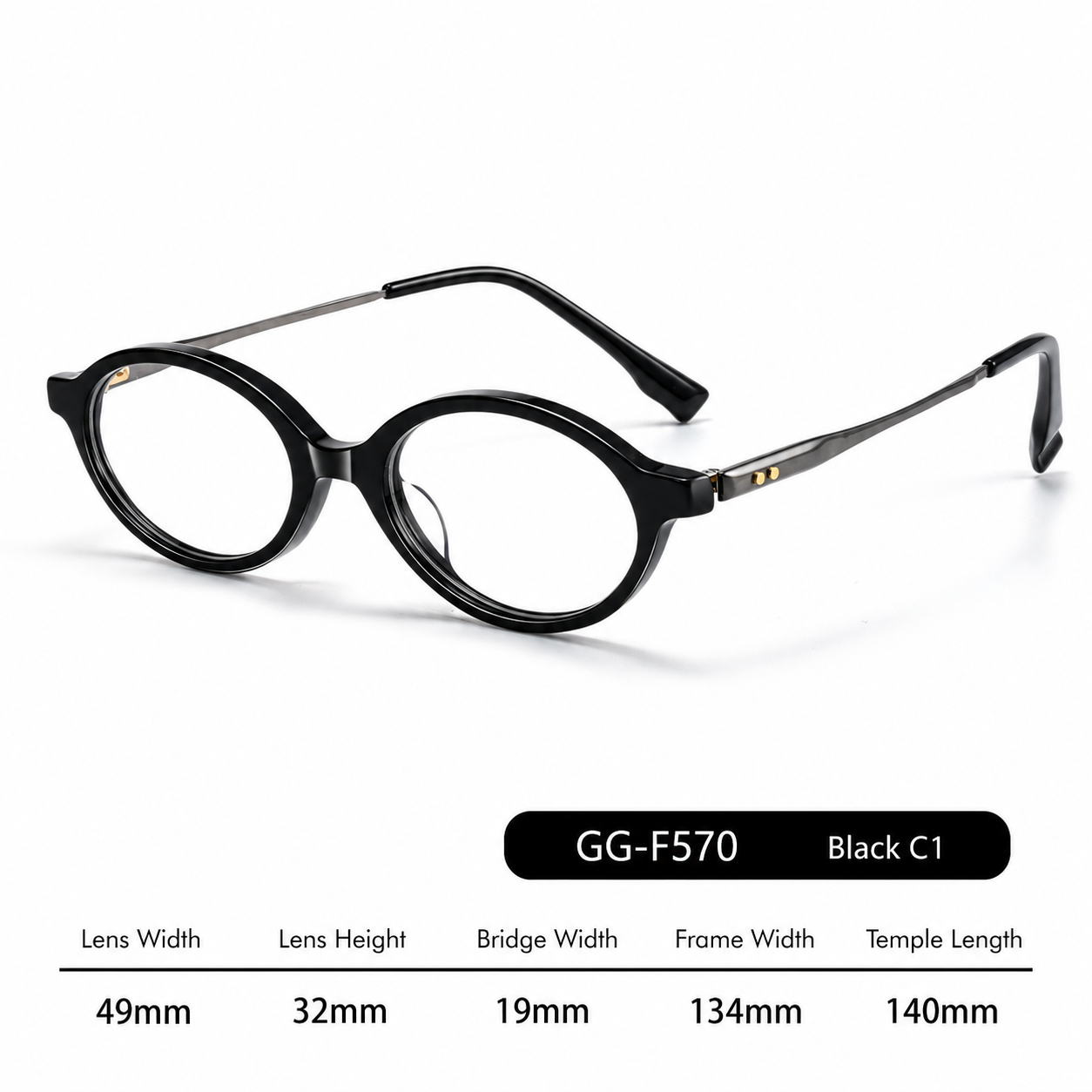 GG-F570 Lightweight Round TR & Titanium Eyeglasses – 49mm Unisex Optical Frame