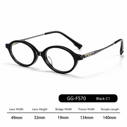 GG-F570 Lightweight Round TR & Titanium Eyeglasses – 49mm Unisex Optical Frame