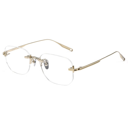 H603H Rimless Rectangle Pure Titanium Eyeglasses – Lightweight Frameless Optical Frame