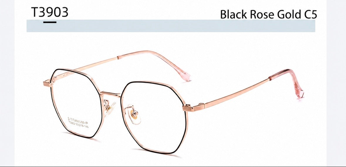 T3903 Lightweight Geometric β-Titanium Eyeglasses – 50mm