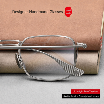 DTX125S Pure Titanium Square Eyeglasses – Lightweight Vintage Metal Frame | 2 Sizes