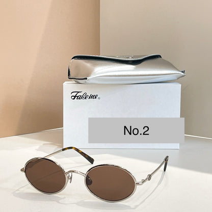 Fakeme Compass Unisex Oval Metal Sunglasses – 53-22-146