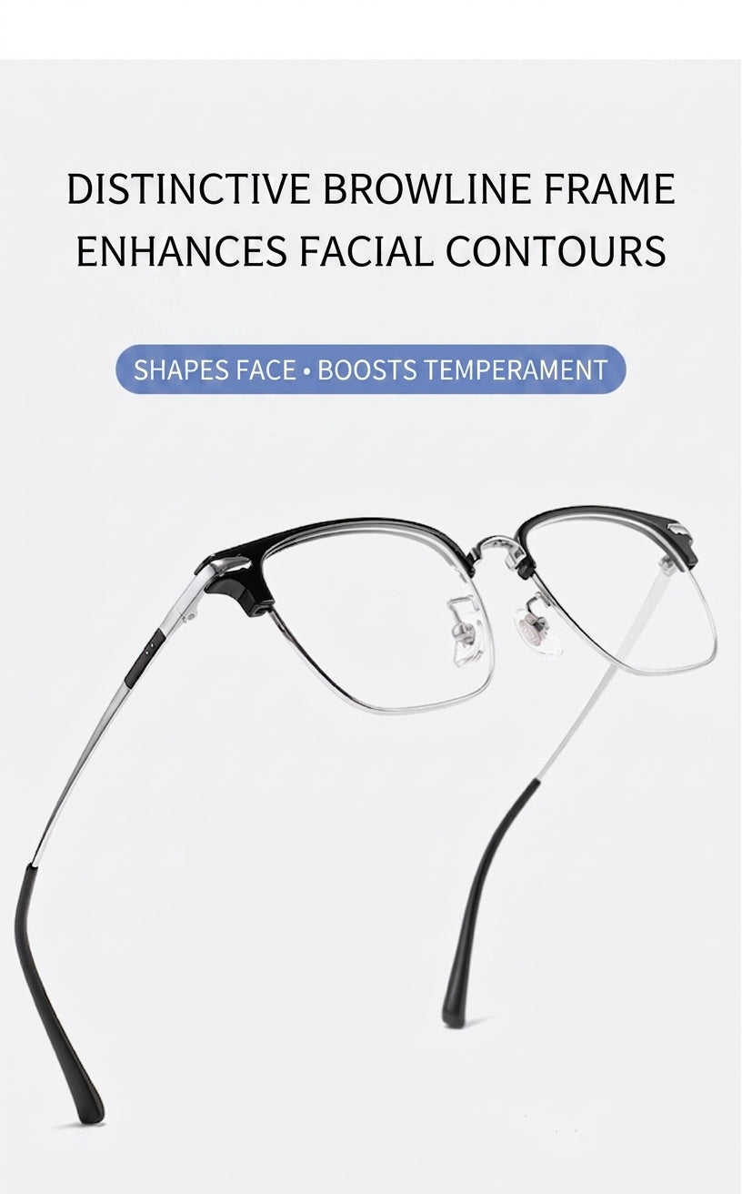 122616Y Lightweight Half Titanium Rectangle Eyeglasses – Unisex