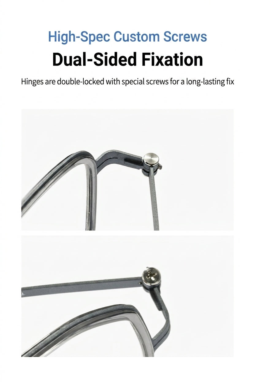 8871 Square Pure Titanium Magnetic Clip-On Prescription Eyeglasses