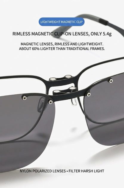 8868 Titanium Magnetic Clip-On Eyeglasses – Polarized Multi-Lens Frame
