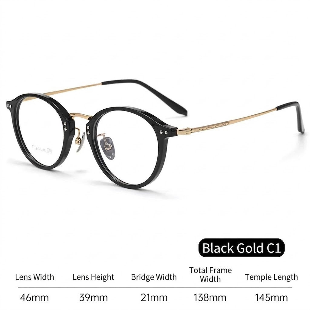 T18276Z Vintage Round Titanium Eyeglasses