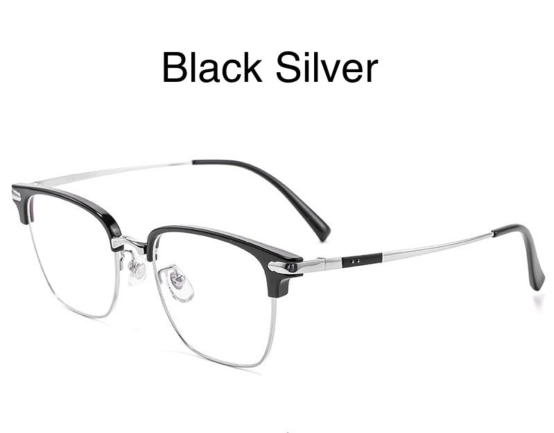 122616Y Lightweight Half Titanium Rectangle Eyeglasses – Unisex