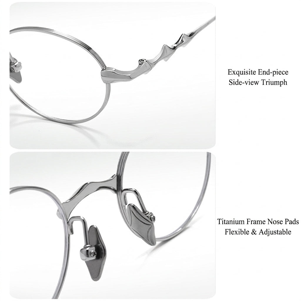 20899Y Oval Titanium & Metal Eyeglasses – 43mm Small Blue Light Glasses