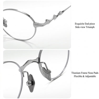 20899Y Oval Titanium & Metal Eyeglasses – 43mm Small Blue Light Glasses