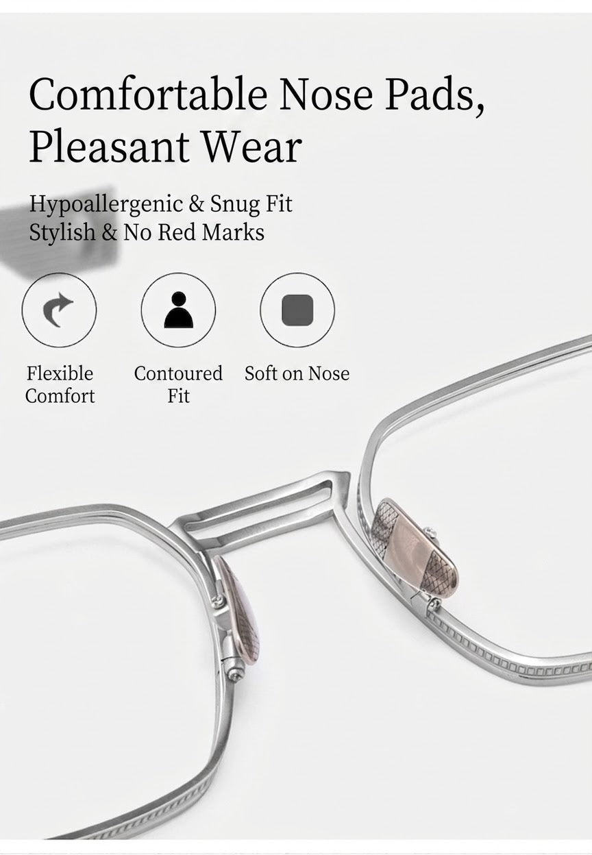 DTX125S Pure Titanium Square Eyeglasses – Lightweight Vintage Metal Frame | 2 Sizes
