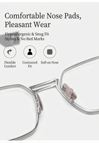 DTX125S Pure Titanium Square Eyeglasses – Lightweight Vintage Metal Frame | 2 Sizes