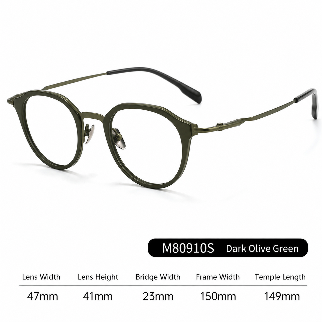 M80910S Lightweight Round Eyeglasses – TR & Titanium Combination Frame