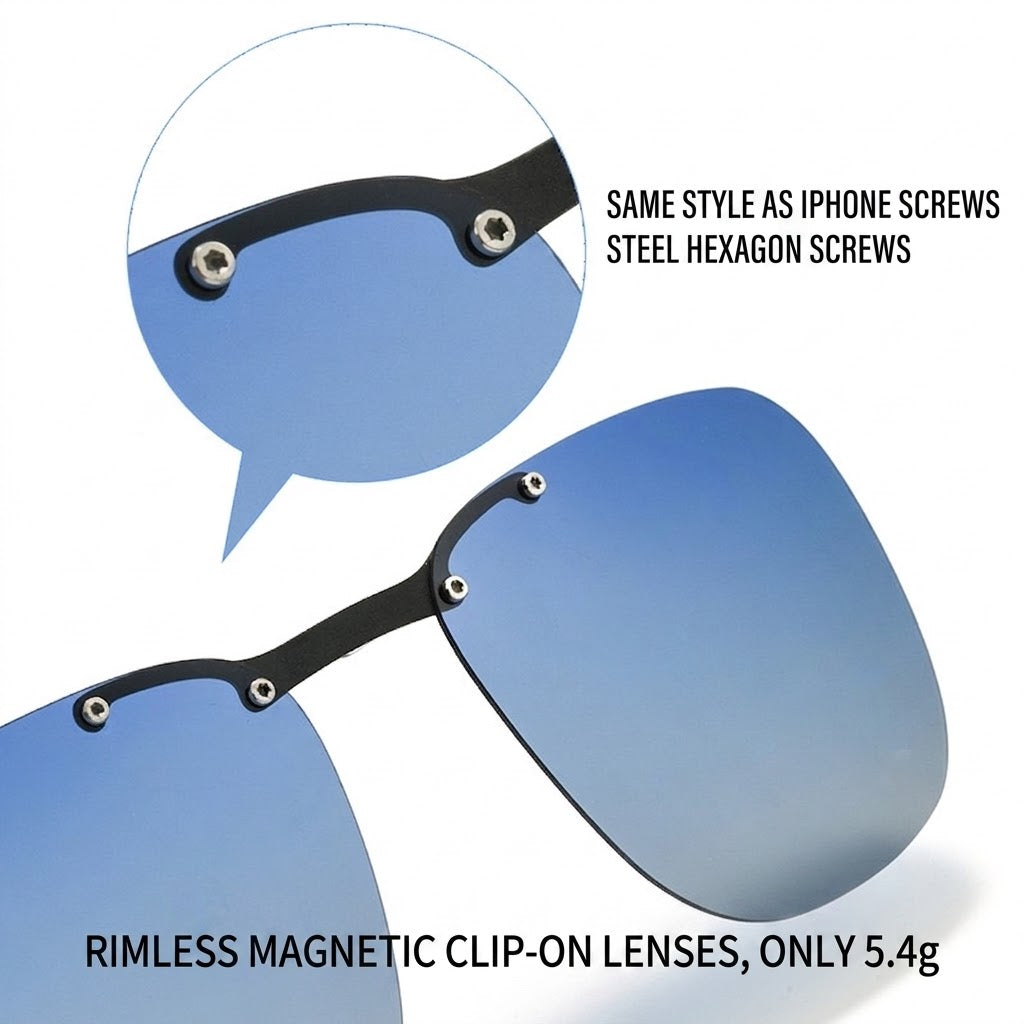 8868 Titanium Magnetic Clip-On Eyeglasses – Polarized Multi-Lens Frame