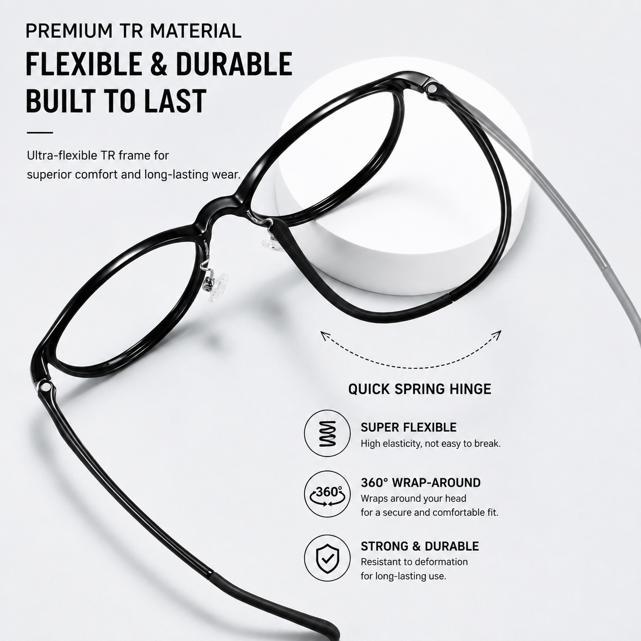 1513 Lightweight Round Eyeglasses – Flexible TR Unisex Optical Frame