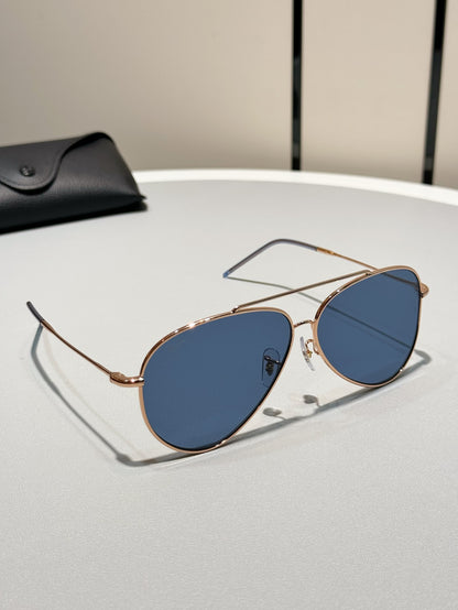 R0101S Reverse Aviator Sunglasses – Rose Gold Frame Blue Lens 62mm