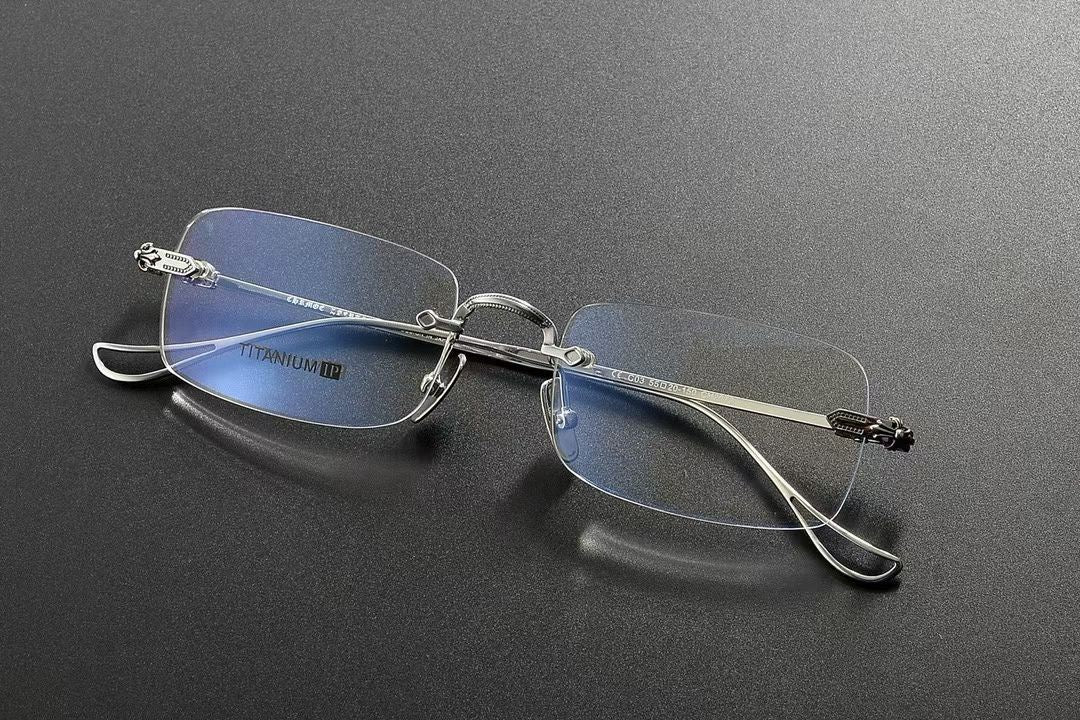 CH2072 Rimless Rectangle Titanium Optical Glasses – Unisex Lightweight Frame