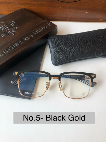 CH8084 Titanium Browline Square Optical Glasses – Unisex 54-19-150