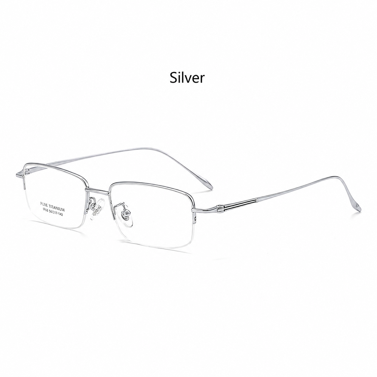 8039 Pure Titanium Semi-Rimless Rectangular Eyeglasses – Lightweight Men’s Optical Frame