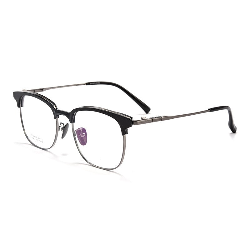 BV1110 Titanium Acetate Browline Eyeglasses – Unisex Retro Square Frame