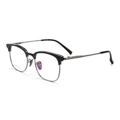 BV1110 Titanium Acetate Browline Eyeglasses – Unisex Retro Square Frame