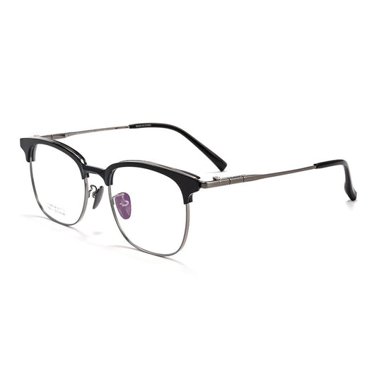 BV1110 Titanium Acetate Browline Eyeglasses – Unisex Retro Square Frame