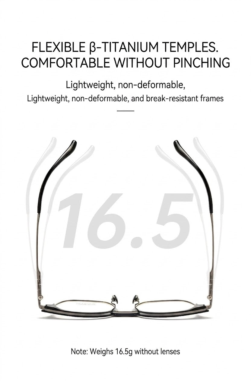BV1110 Titanium Acetate Browline Eyeglasses – Unisex Retro Square Frame