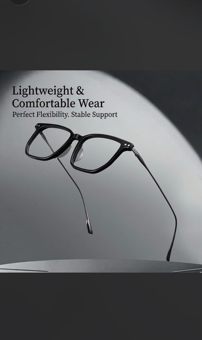 GG-F571 Lightweight Square Acetate & Titanium Eyeglasses – 52mm Unisex Optical Frame