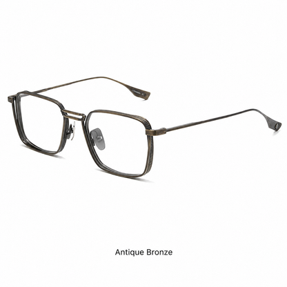DTX125S Pure Titanium Square Eyeglasses – Lightweight Vintage Metal Frame | 2 Sizes