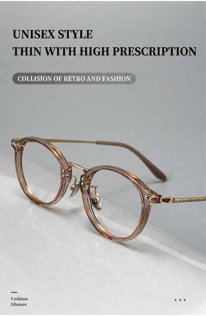 T18276Z Vintage Round Titanium Eyeglasses