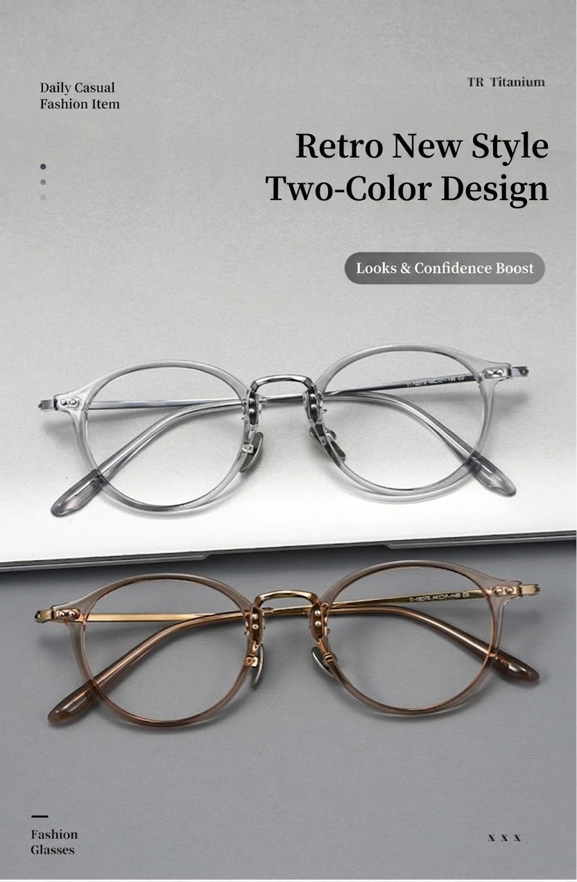 T18276Z Vintage Round Titanium Eyeglasses